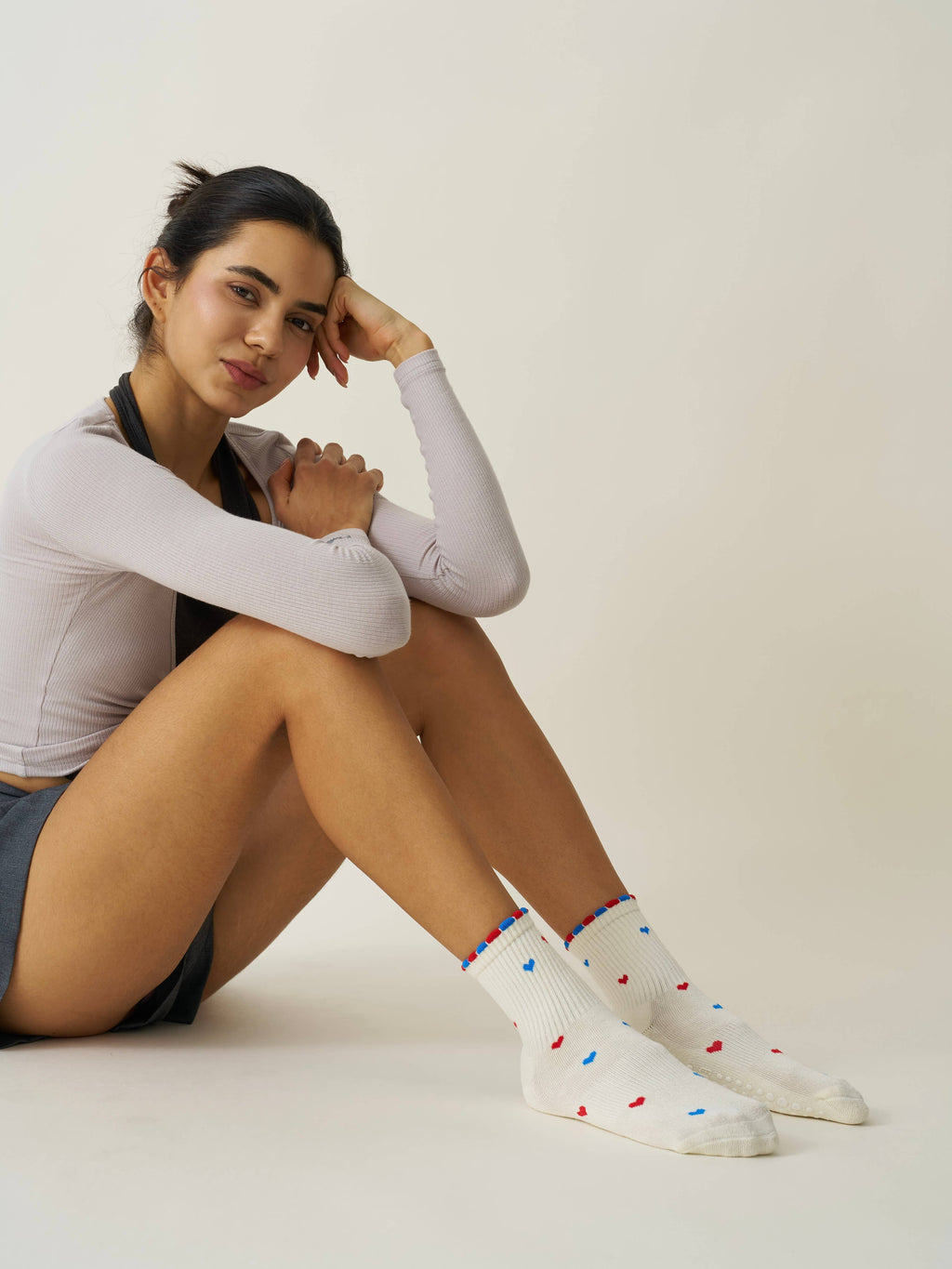 🇺🇸 USA Mini Heart Petal Grip Pilates Socks