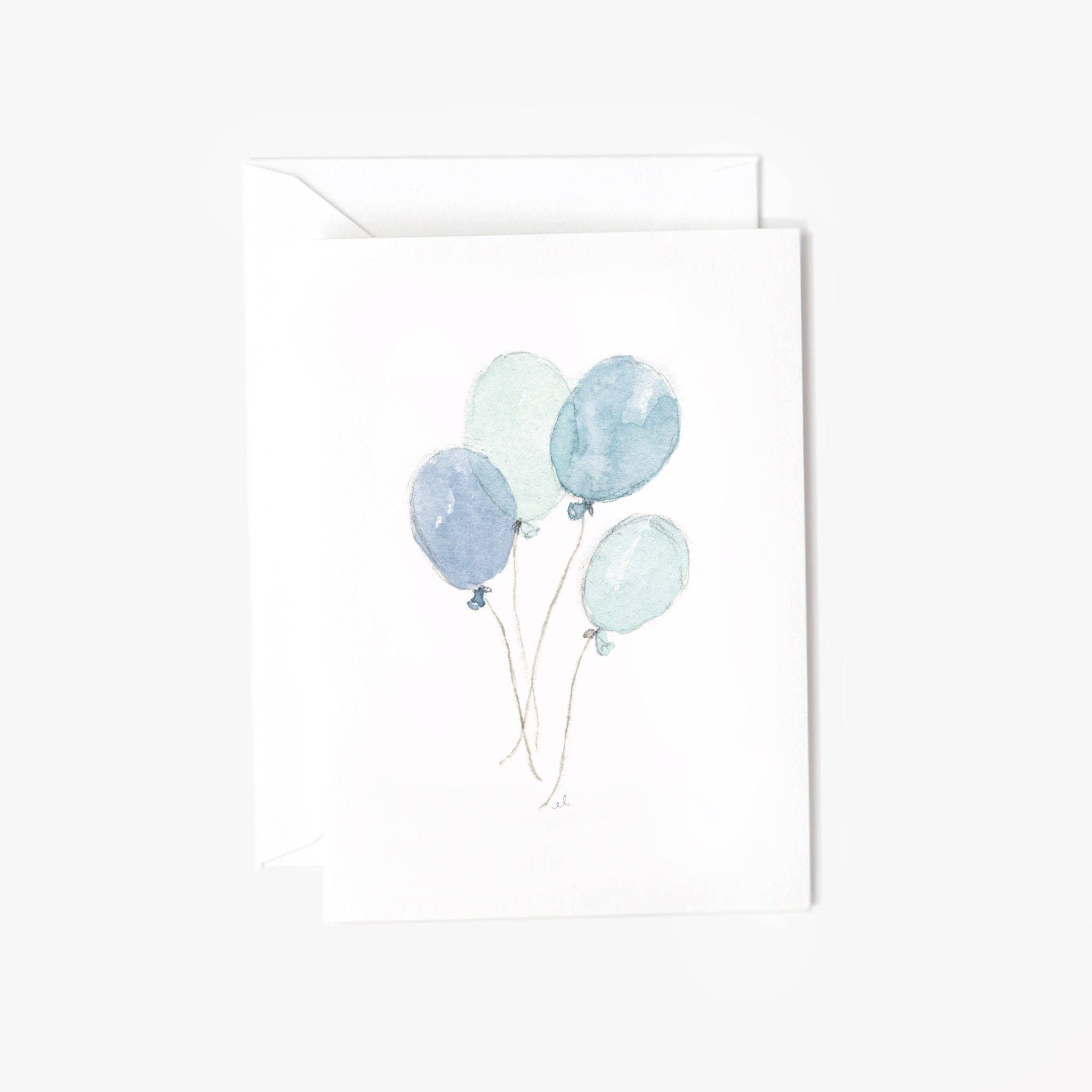 Blue balloons mini notecard