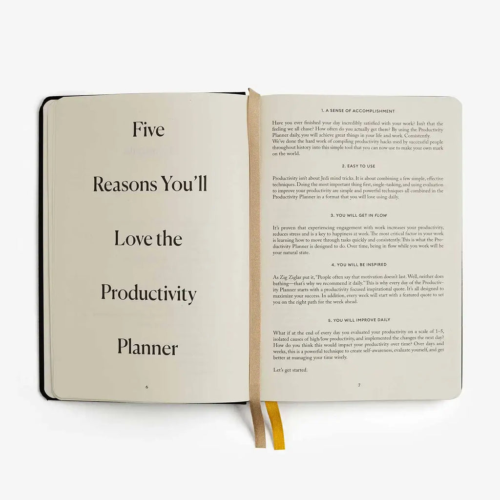 Productivity Planner Black - Time Tracking, Goals, Self-Care