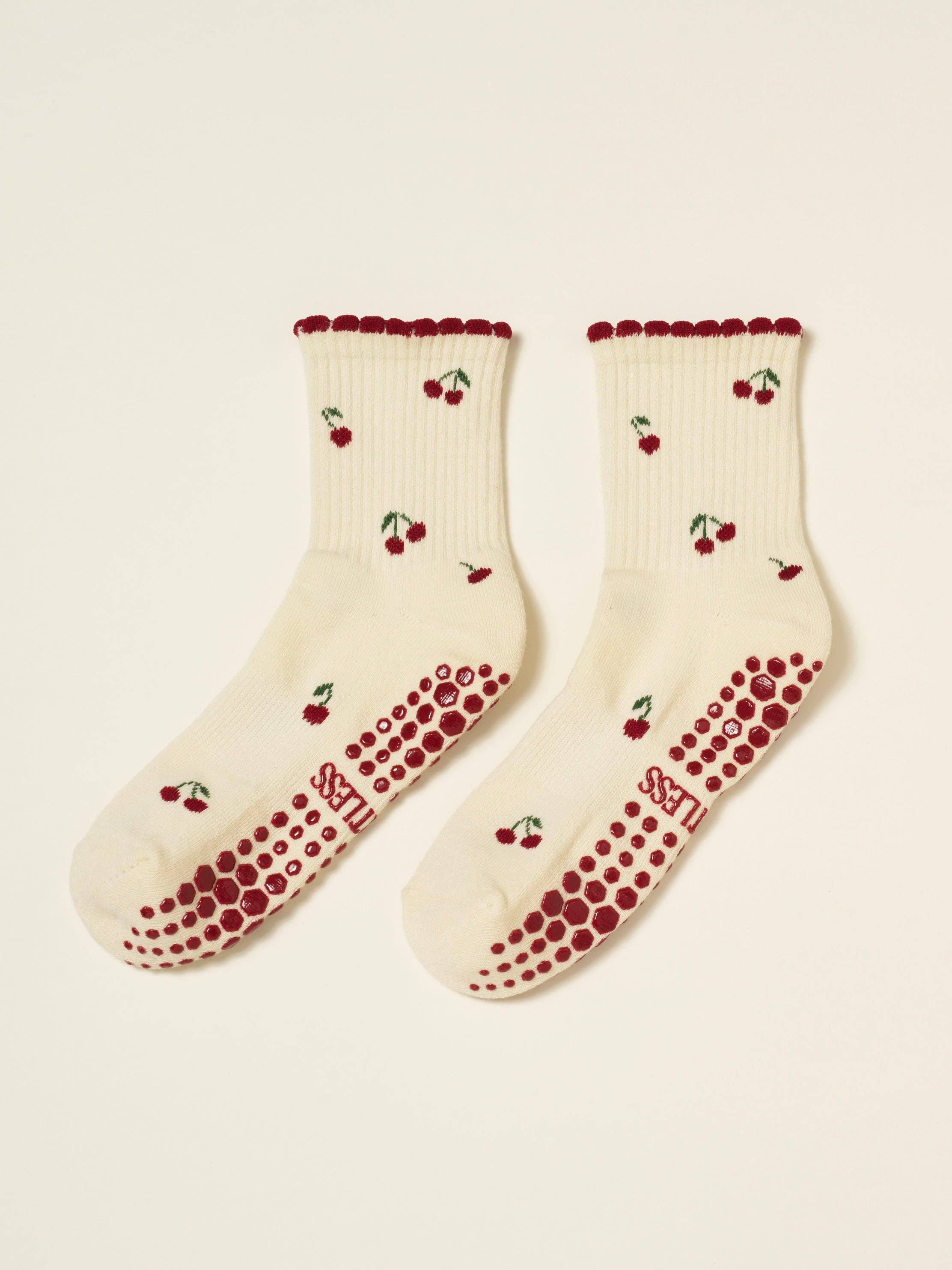 🍒 Little Cherry Petal Grip Pilates Socks