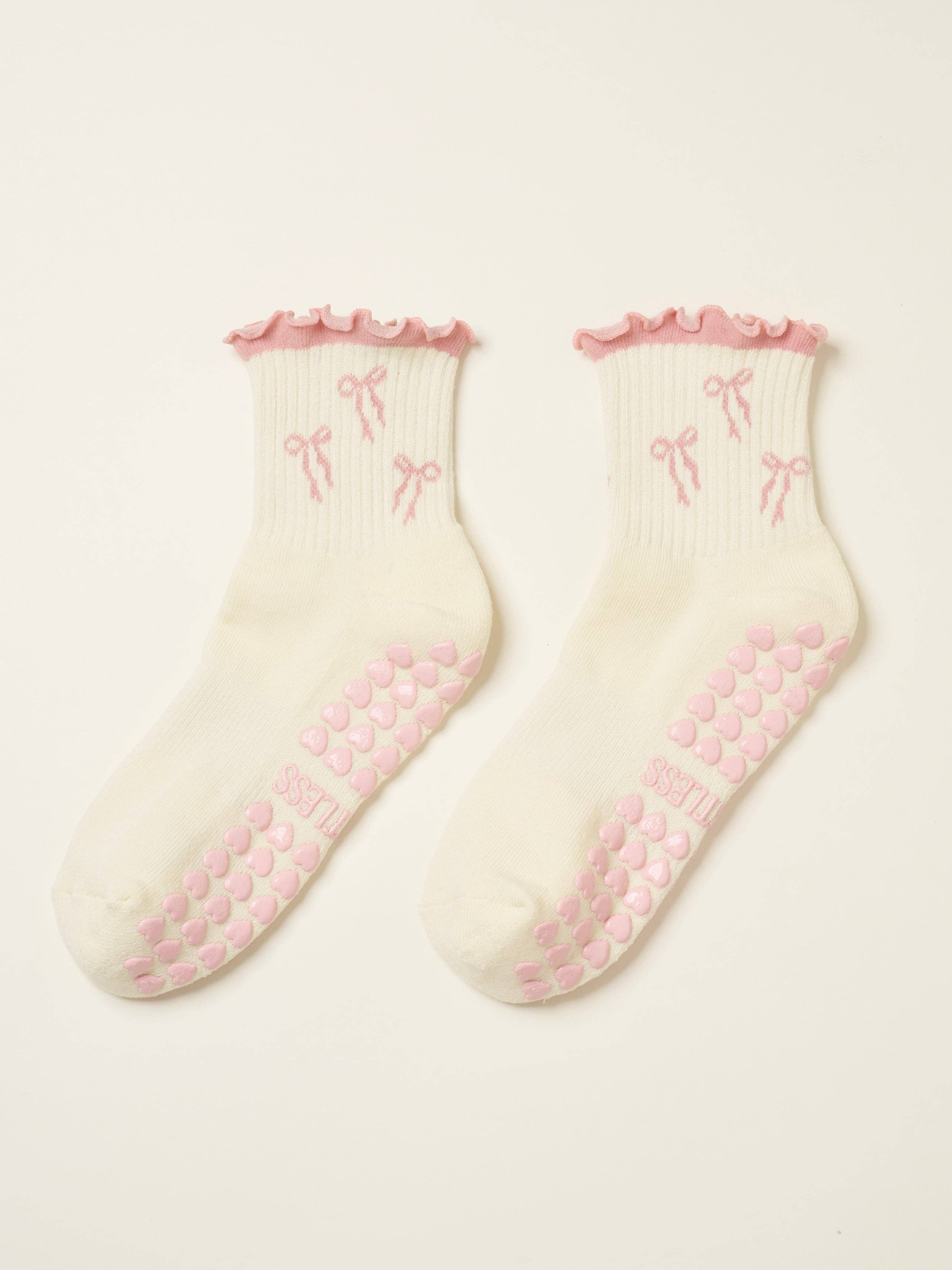 🎀 Bow Ruffle Grip Pilates Socks